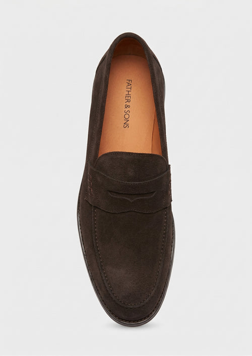 Mocassins en cuir nubuck marron - Father & Sons   - 2 