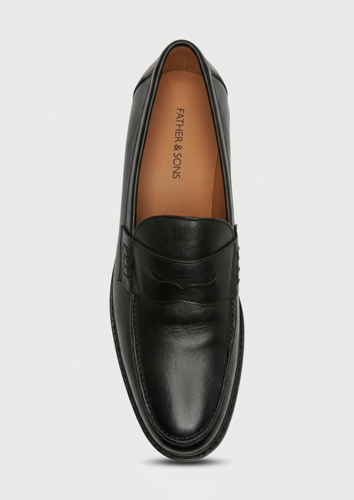 Mocassins en cuir lisse noir - Father & Sons   - 2 