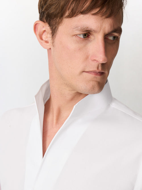 Chemise non-iron regular en twill de coton blanc - Father & Sons   - 4 
