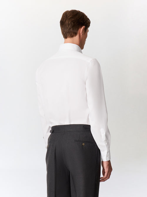 Chemise non-iron regular en twill de coton blanc - 2 - Father & Sons   - 13 