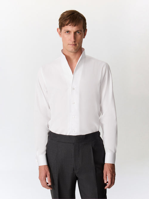 Chemise non-iron regular en twill de coton blanc - 1 - Father & Sons   - 13 