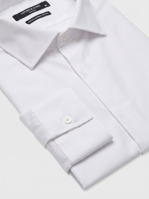Chemise non-iron slim en twill de coton blanc - Father & Sons   - 2 