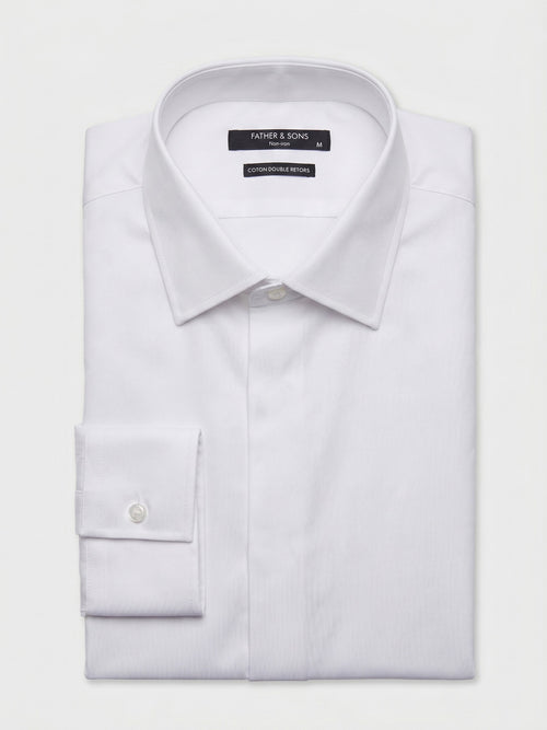 Chemise non-iron slim en twill de coton blanc - Father & Sons   - 1 