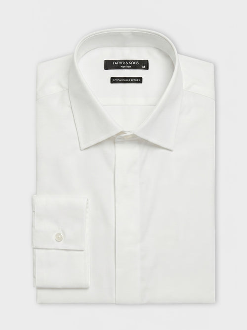 Chemise non-iron slim en twill de coton écru - Father & Sons   - 1 