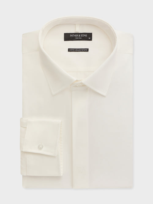Chemise non-iron regular en twill de coton écru - Father & Sons   - 1 