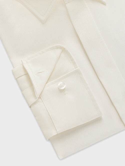 Chemise non-iron regular en twill de coton écru - Father & Sons   - 3 