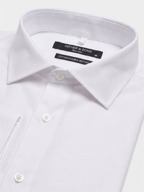 Chemise non-iron regular en twill de coton blanc - Father & Sons   - 2 