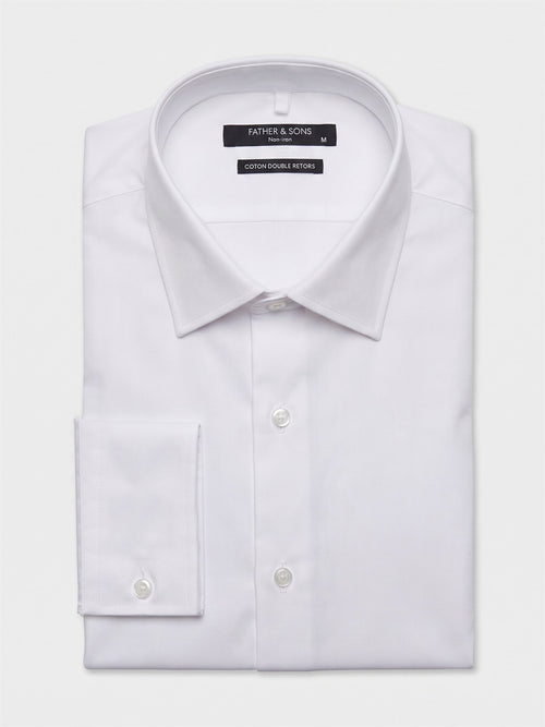 Chemise non-iron regular en twill de coton blanc - Father & Sons   - 1 