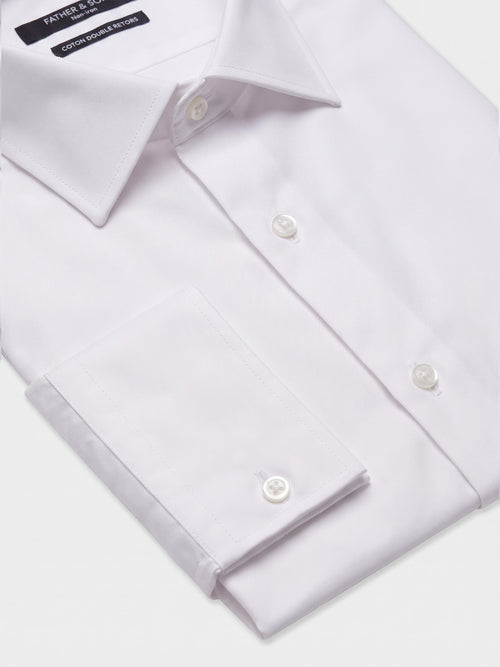 Chemise non-iron regular en twill de coton blanc - Father & Sons   - 3 