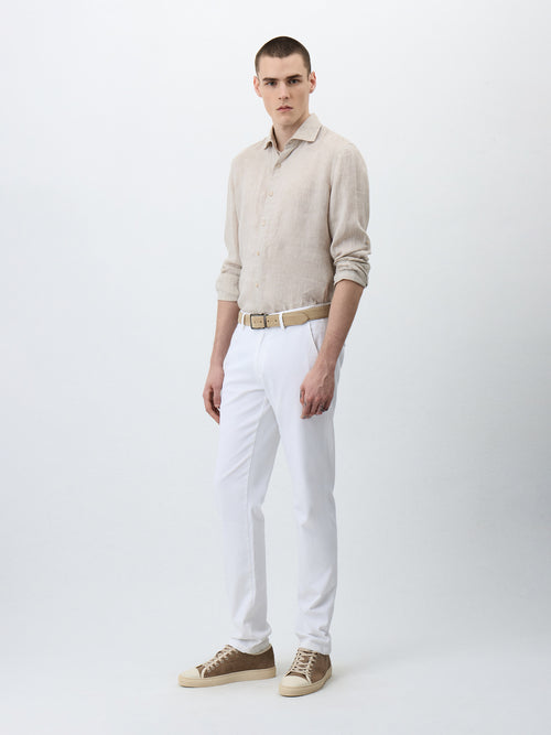 Chemise Slim en lin beige foncé - Father & Sons   - 4 