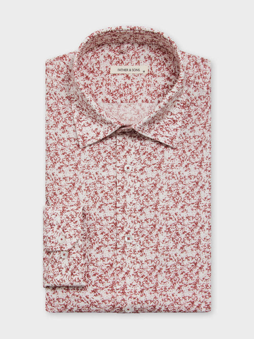 Chemise Slim en lin et coton à motif terracotta - 1 - Father & Sons   - 14 