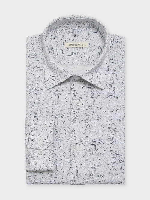Chemise Slim en lin et coton à motif bleu ciel - 1 - Father & Sons   - 20 