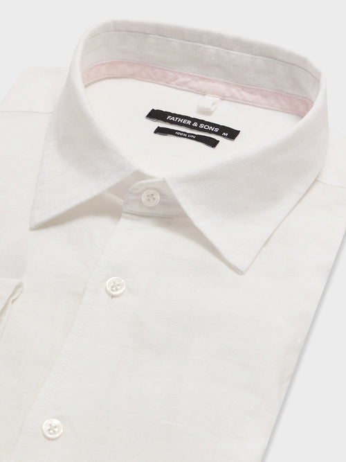 Chemise slim en lin blanc - 2 - Father & Sons   - 13 