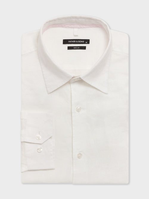 Chemise slim en lin blanc - 1 - Father & Sons   - 13 