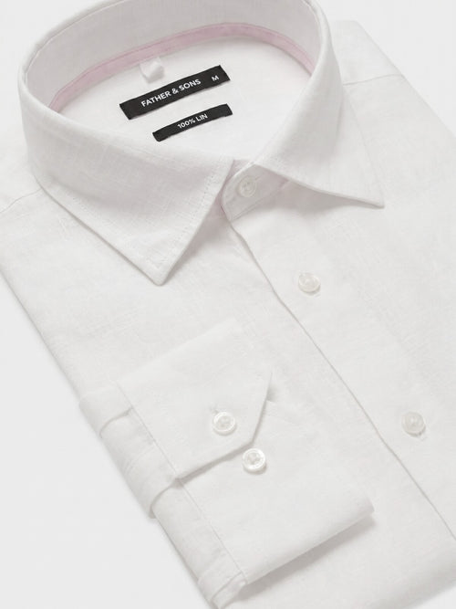 Chemise slim en lin blanc - Father & Sons   - 3 