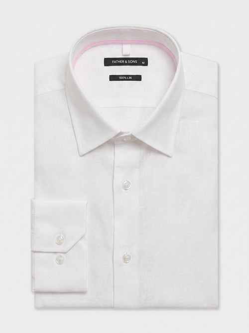 Chemise slim en lin blanc - Father & Sons   - 1 