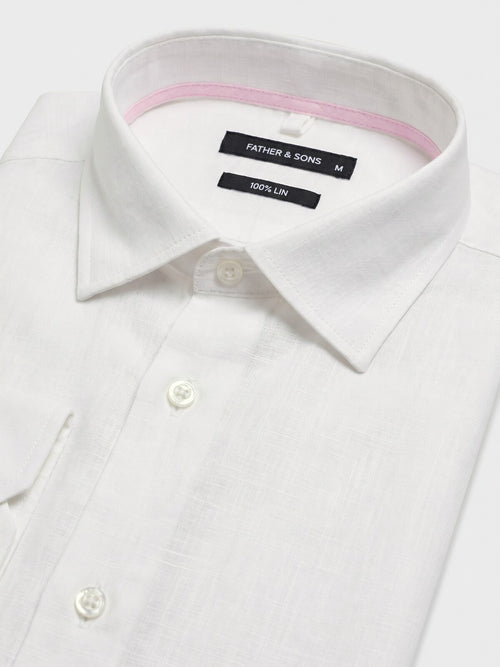 Chemise slim en lin blanc - Father & Sons   - 2 