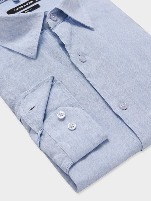 Chemise slim en lin bleu ciel - Father & Sons   - 3 