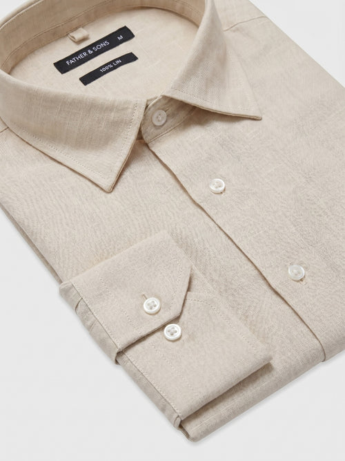 Chemise slim en lin écru - Father & Sons   - 2 