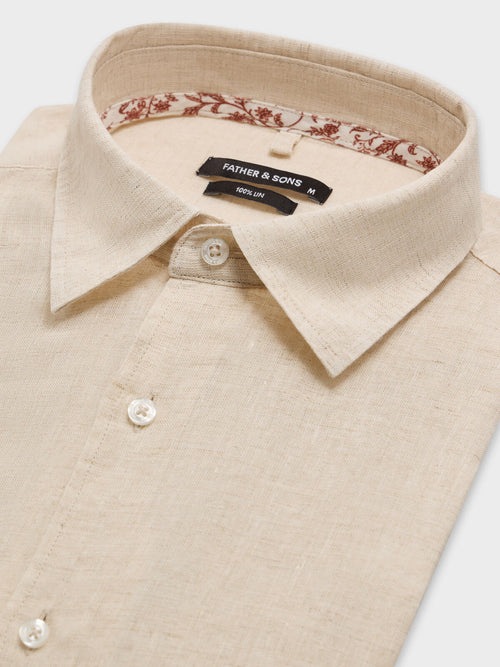Chemise slim en lin beige clair - 2 - Father & Sons   - 19 