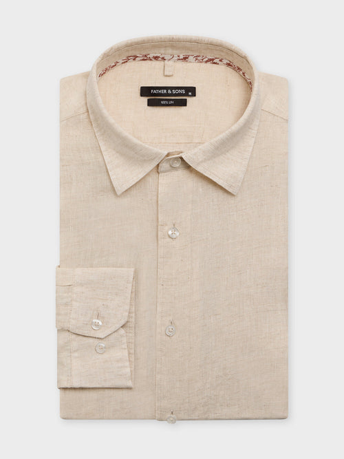 Chemise slim en lin beige clair - 1 - Father & Sons   - 19 