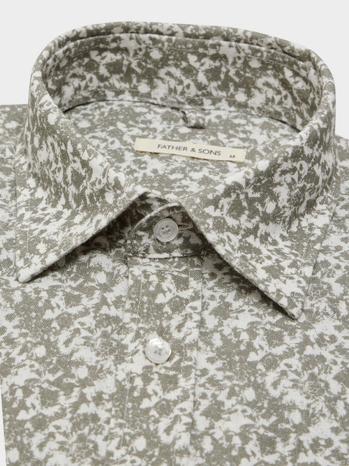 Chemise Slim en lin et coton à motif kaki - 2 - Father & Sons   - 14 