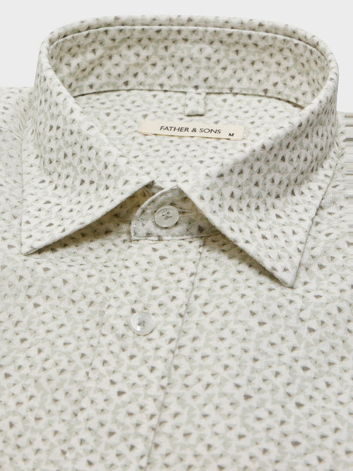 Chemise Slim en lin et coton à motif kaki - 2 - Father & Sons   - 20 