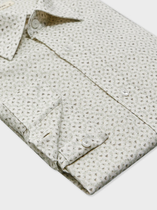 Chemise Slim en lin et coton à motif kaki - Father & Sons   - 3 
