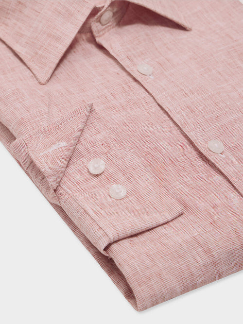 Chemise slim en lin orange - Father & Sons   - 3 