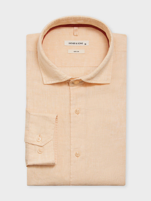 Chemise Slim en lin pêche - 1 - Father & Sons   - 16 