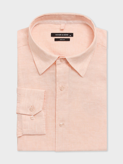 Chemise slim en lin pêche - 1 - Father & Sons   - 20 