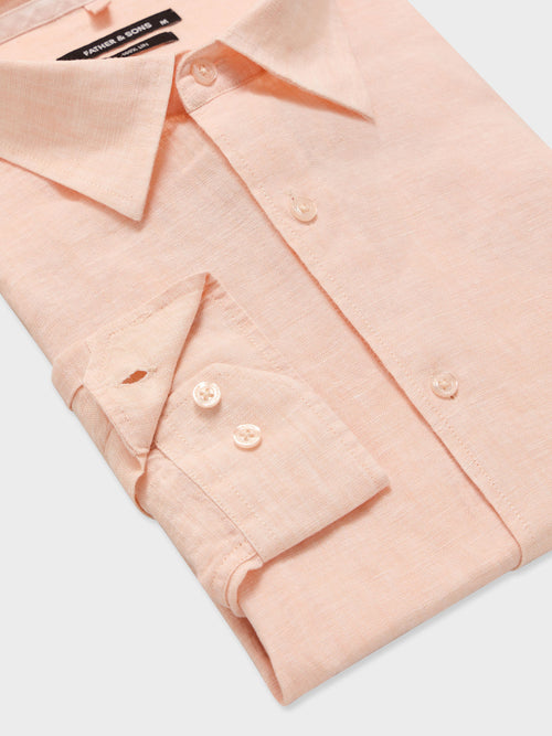 Chemise slim en lin pêche - Father & Sons   - 3 