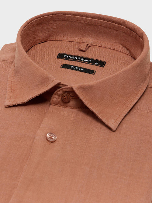 Chemise slim en lin rose - 2 - Father & Sons   - 11 