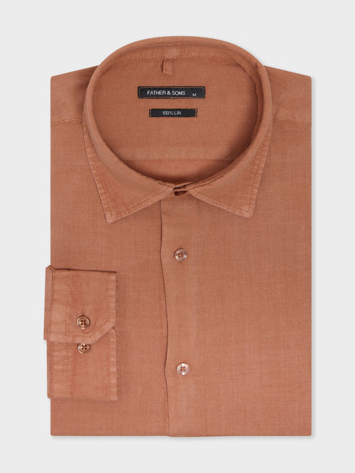 Chemise slim en lin rose - 1 - Father & Sons   - 11 