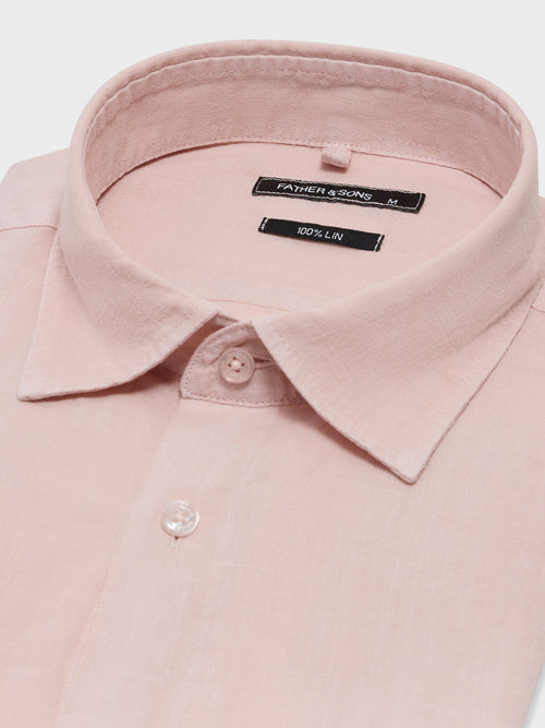 Chemise slim en lin rose - 2 - Father & Sons   - 10 