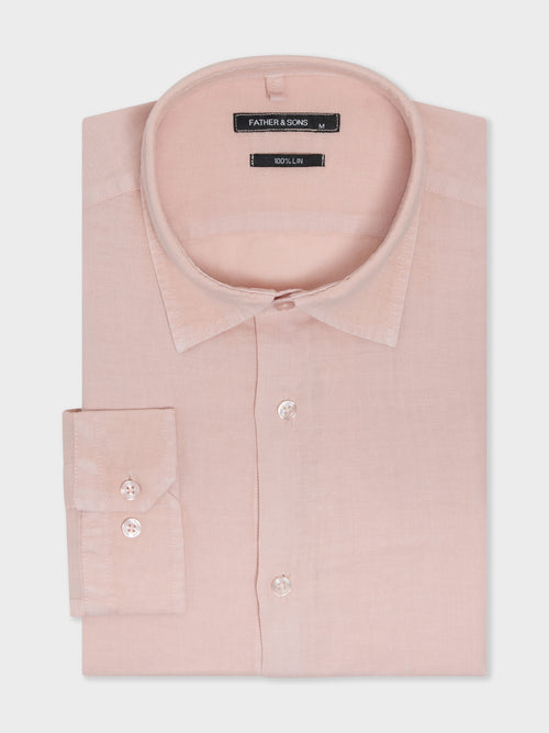 Chemise slim en lin rose - 1 - Father & Sons   - 10 