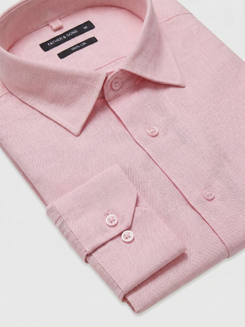 Chemise slim en lin rose - Father & Sons   - 2 