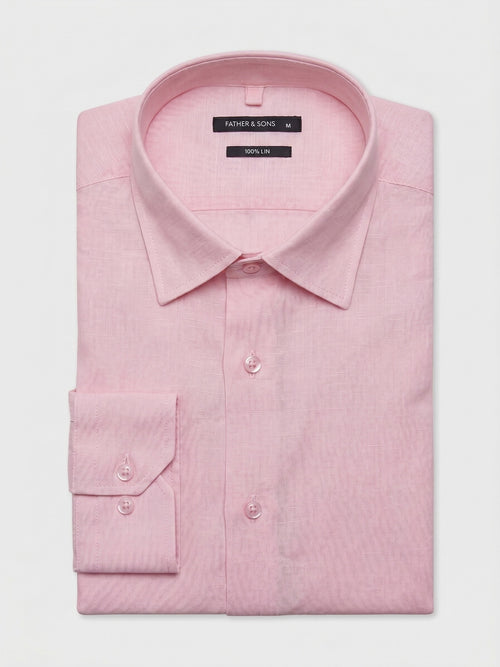 Chemise slim en lin rose - Father & Sons   - 1 