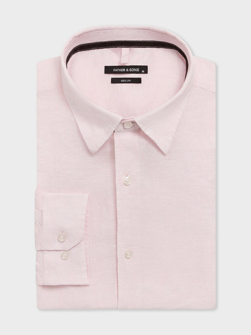 Chemise slim en lin rose - 1 - Father & Sons   - 16 