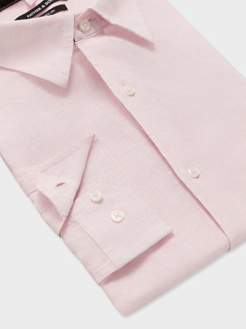 Chemise slim en lin rose - Father & Sons   - 3 