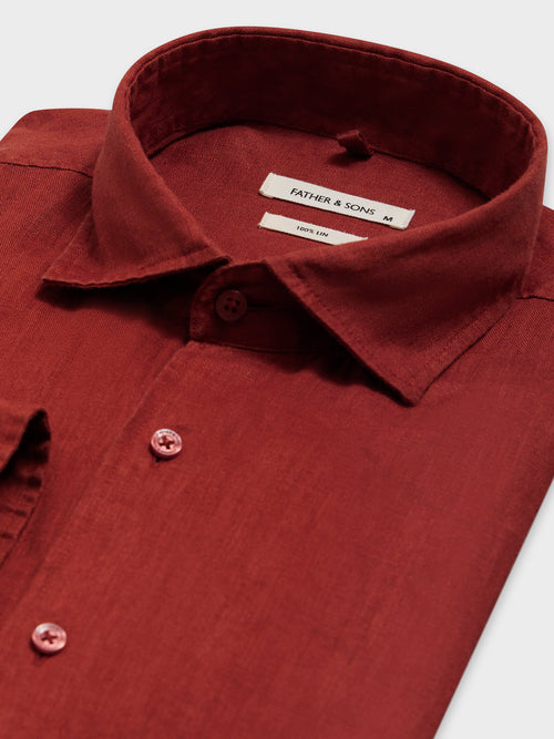 Chemise Slim en lin terracotta - Father & Sons   - 2 