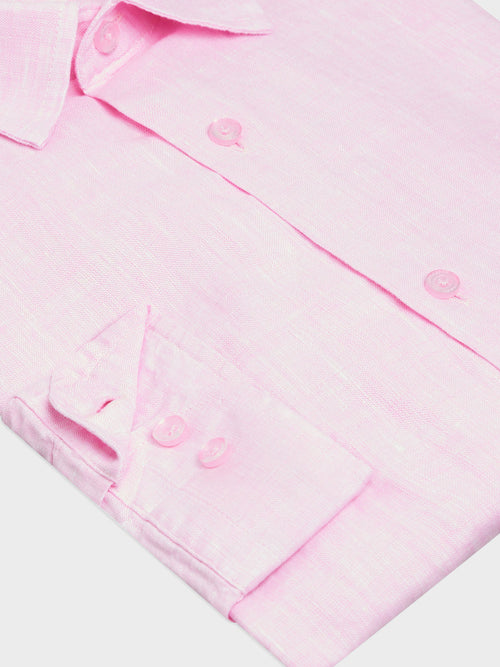 Chemise slim en lin rose - Father & Sons   - 3 