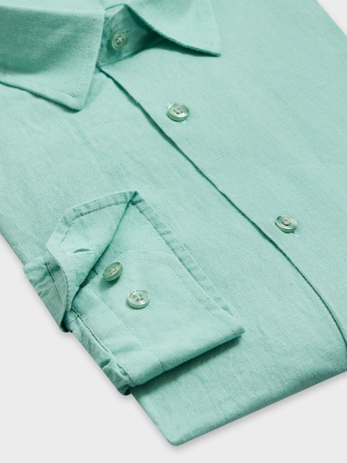 Chemise Slim en lin vert - Father & Sons   - 3 