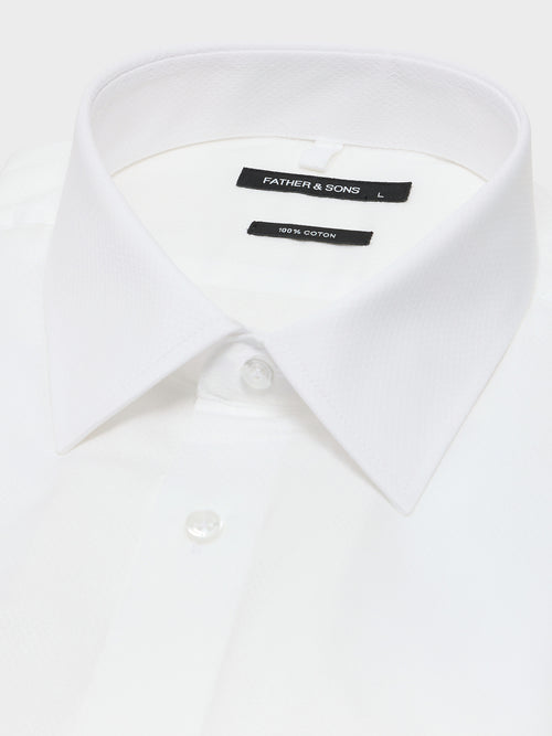 Chemise manches courtes Regular en coton façonné blanc - 2 - Father & Sons   - 13 