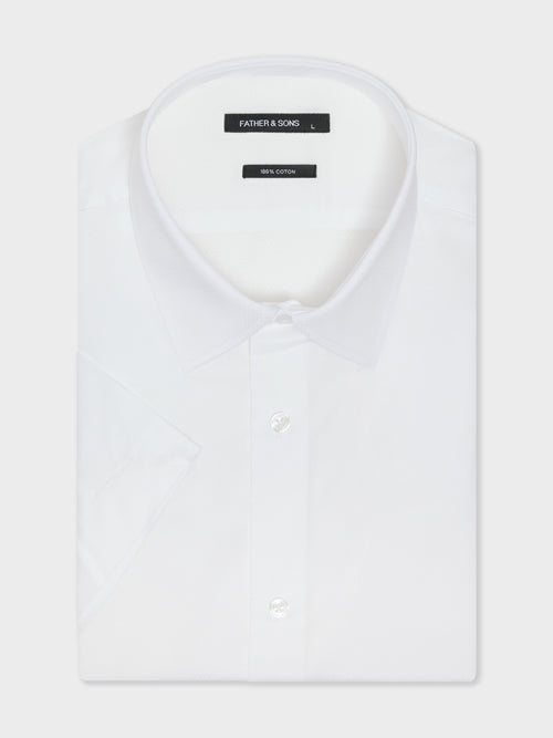 Chemise manches courtes Regular en coton façonné blanc - 1 - Father & Sons   - 13 