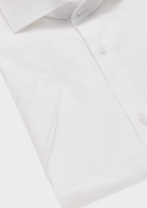 Chemise manches courtes Slim en satin de coton uni blanc - 2 - Father & Sons   - 17 