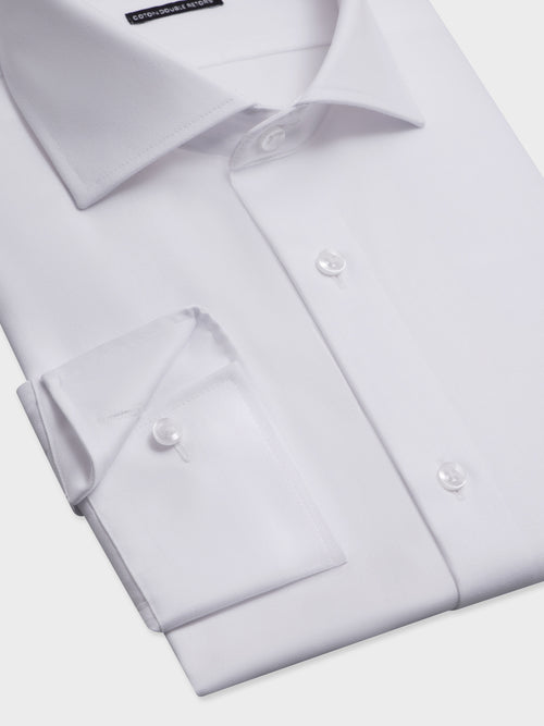 Chemise non-iron slim en coton chevron blanc - Father & Sons   - 3 