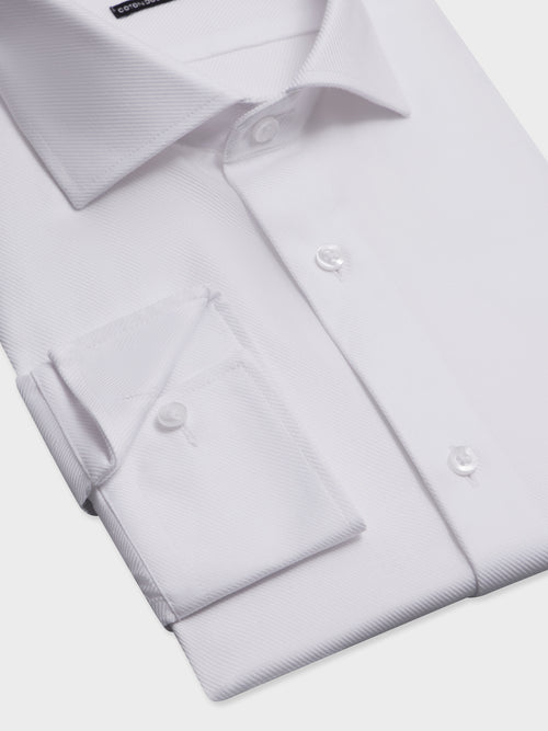 Chemise non-iron slim en twill de coton blanc - Father & Sons   - 3 