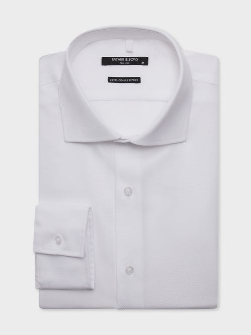 Chemise non-iron regular en coton façonné blanc - 1 - Father & Sons   - 12 