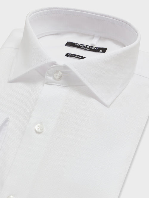 Chemise non-iron regular en coton façonné blanc - 2 - Father & Sons   - 13 